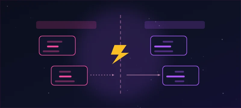 Client and server module scripts split by a boundary with a remote-event bolt
